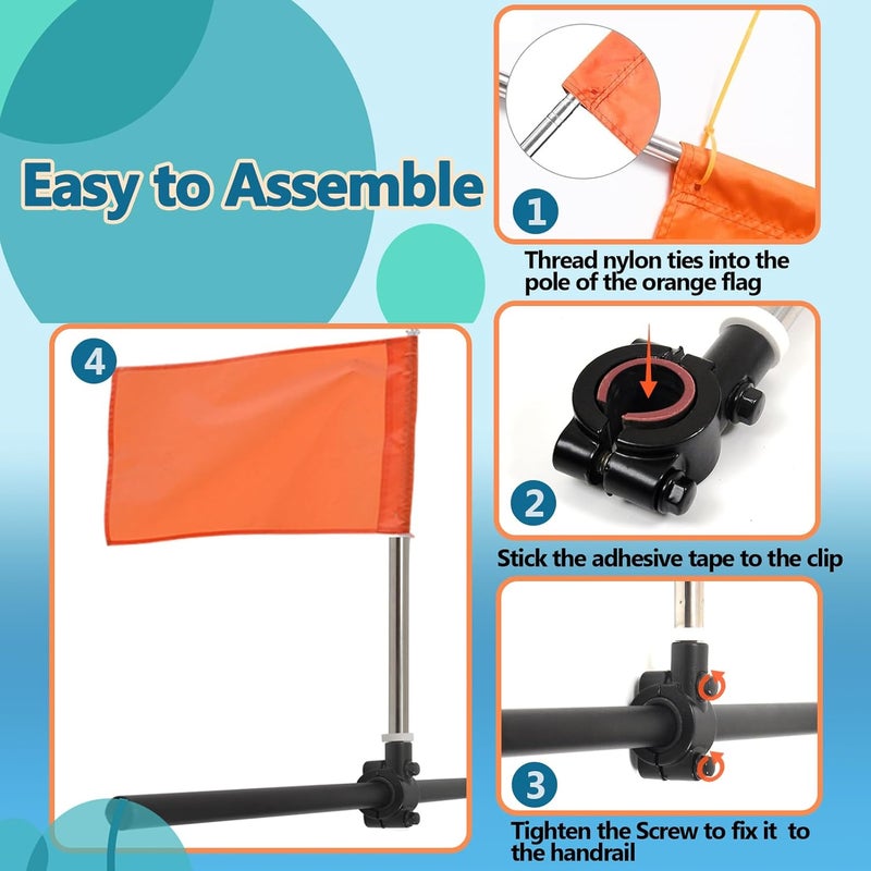 FLAGMESAGE Orange Boat Flag with Replacement Flag, 12” x 18” Water Ski Flag with 52" Retractable Boat pole & Firm Holder, Durable Boating Safety Skier Down Flag for Swimming, Surfing - Image 4